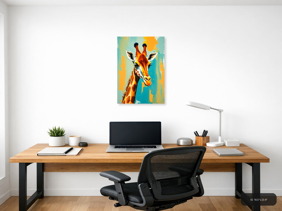 Colorful Abstract Giraffe Portrait Wall Art — A2 / Office