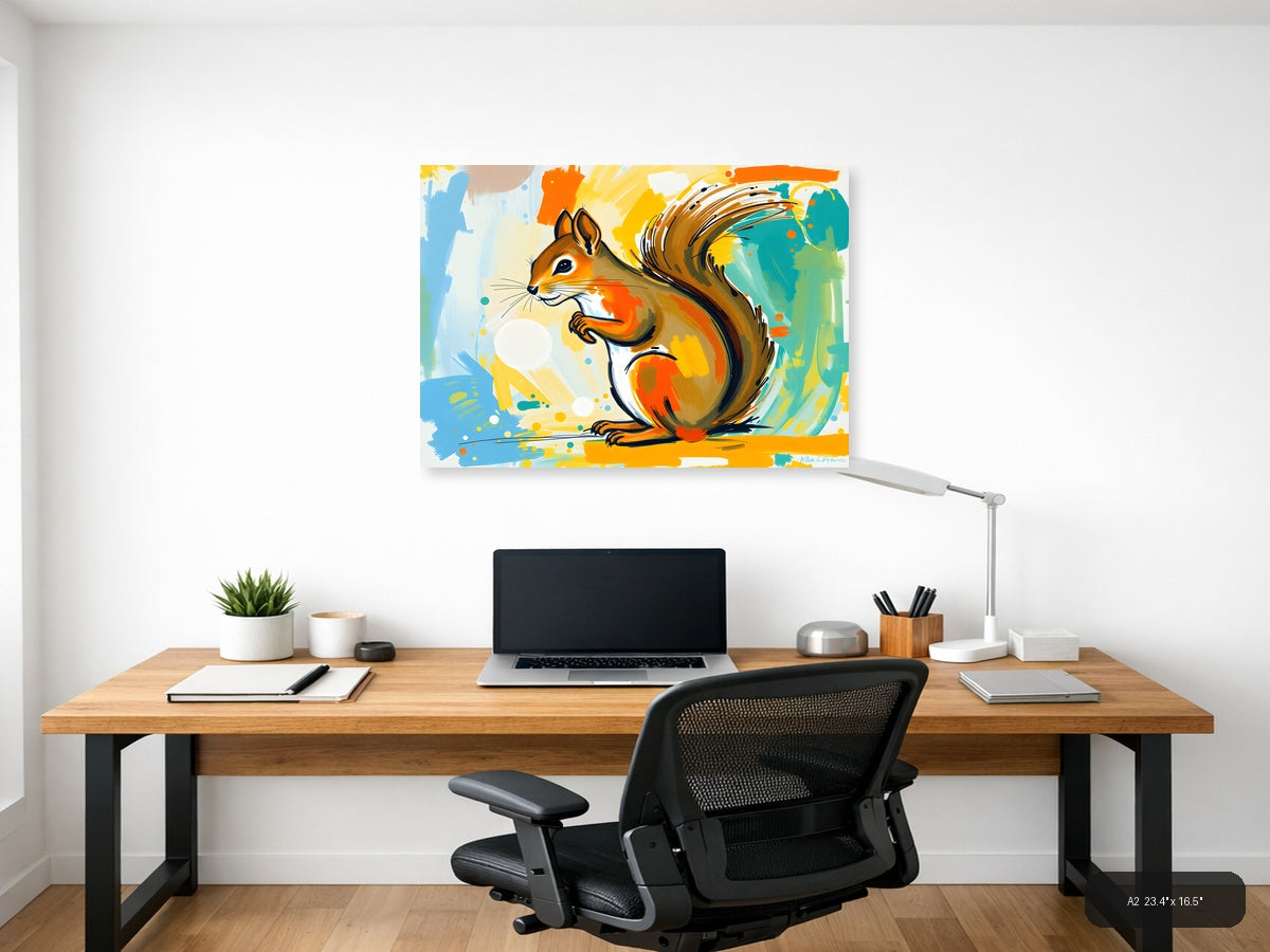 Colorful Abstract Squirrel Modern Animal Wall Art — A2 / Office