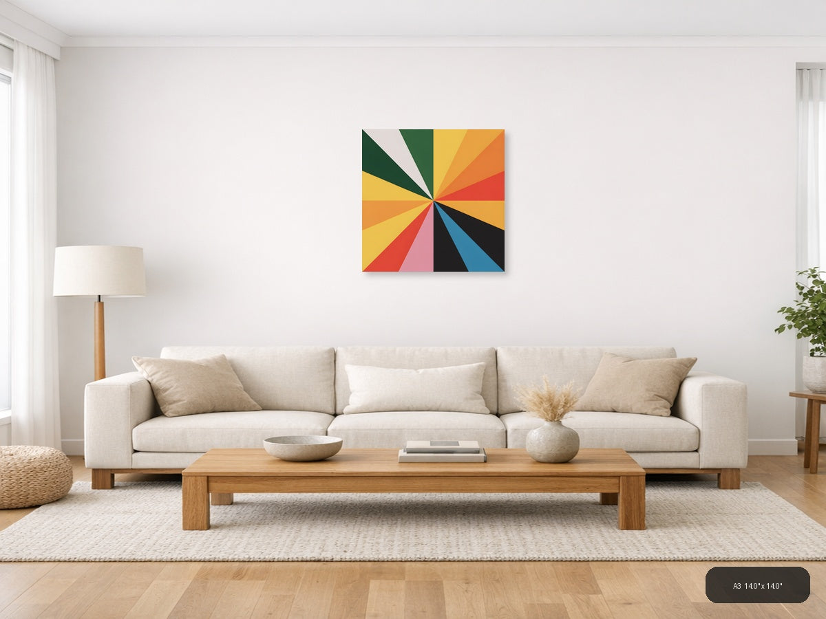 Colorful Sunburst Ray Pattern Photography Wall Art — A3 / Living Room