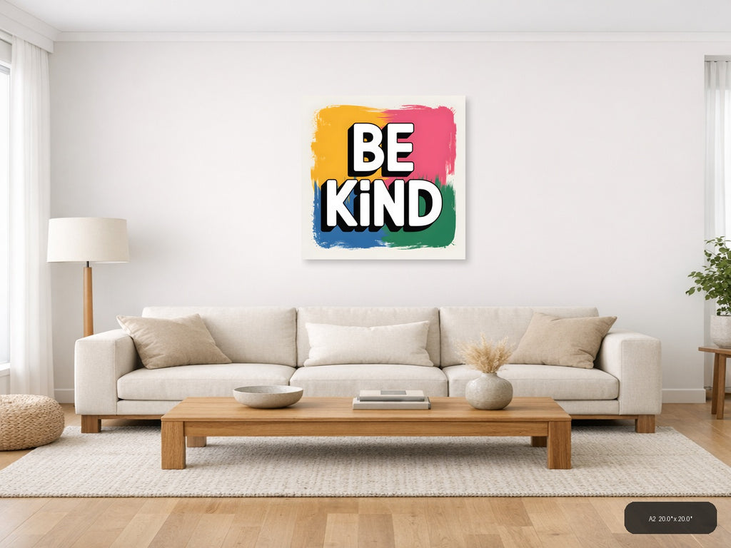 Be Kind Abstract Colorful Square Wall Art — A2 / Living Room