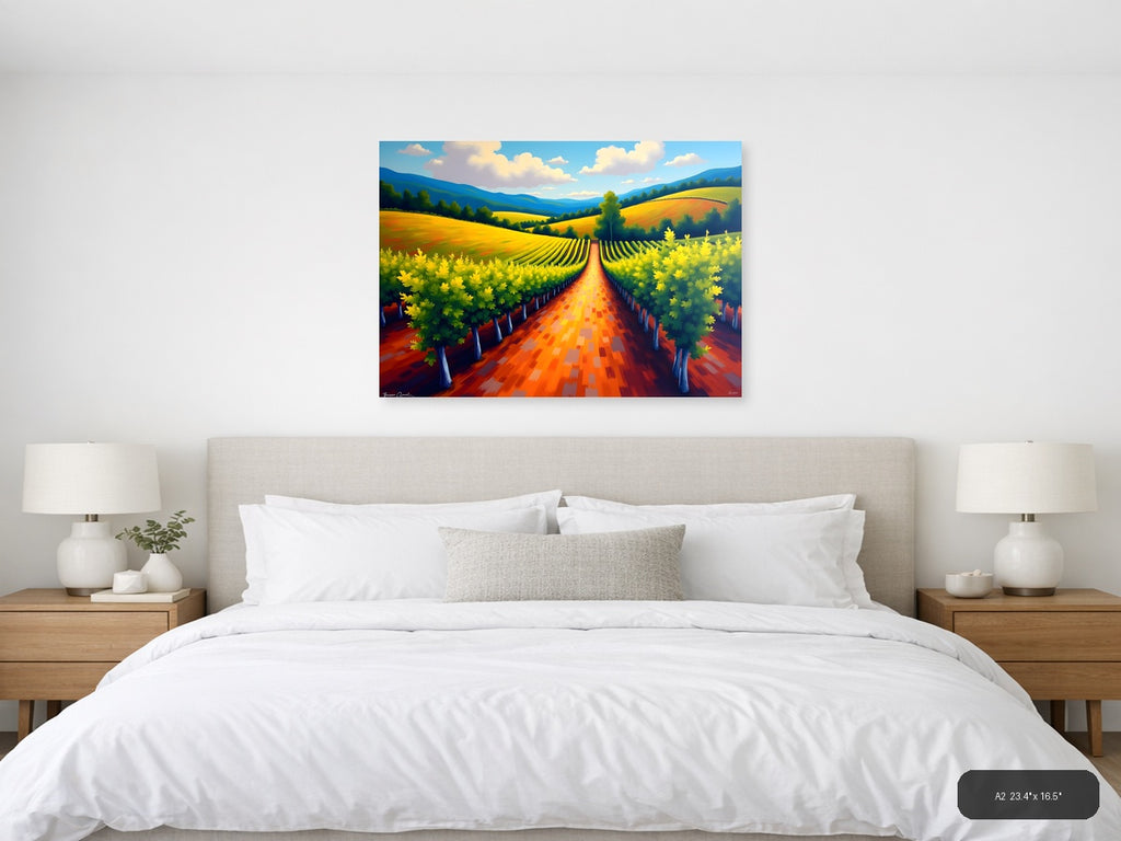 Vibrant Vineyard Landscape Abstract Wall Art — A2 / Bedroom