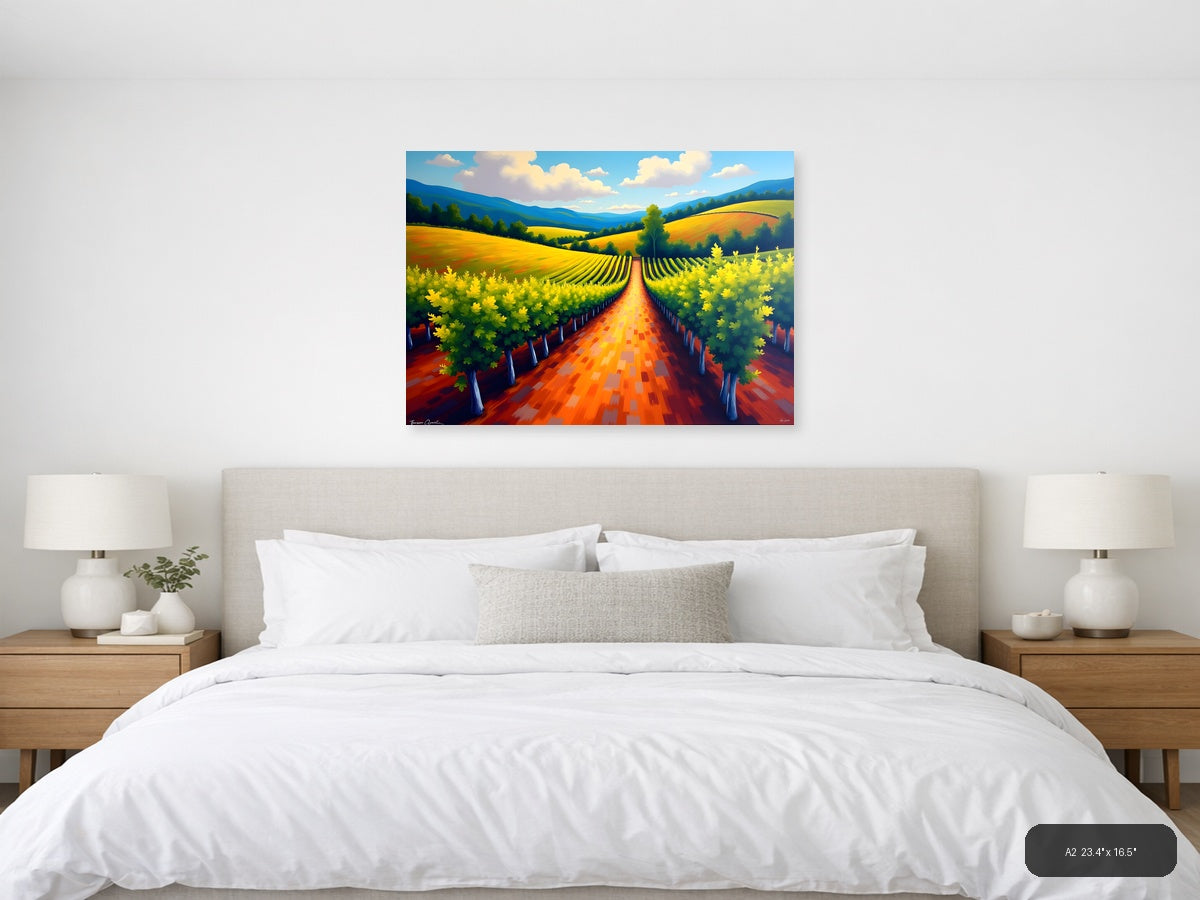 Vibrant Vineyard Landscape Abstract Wall Art — A2 / Bedroom