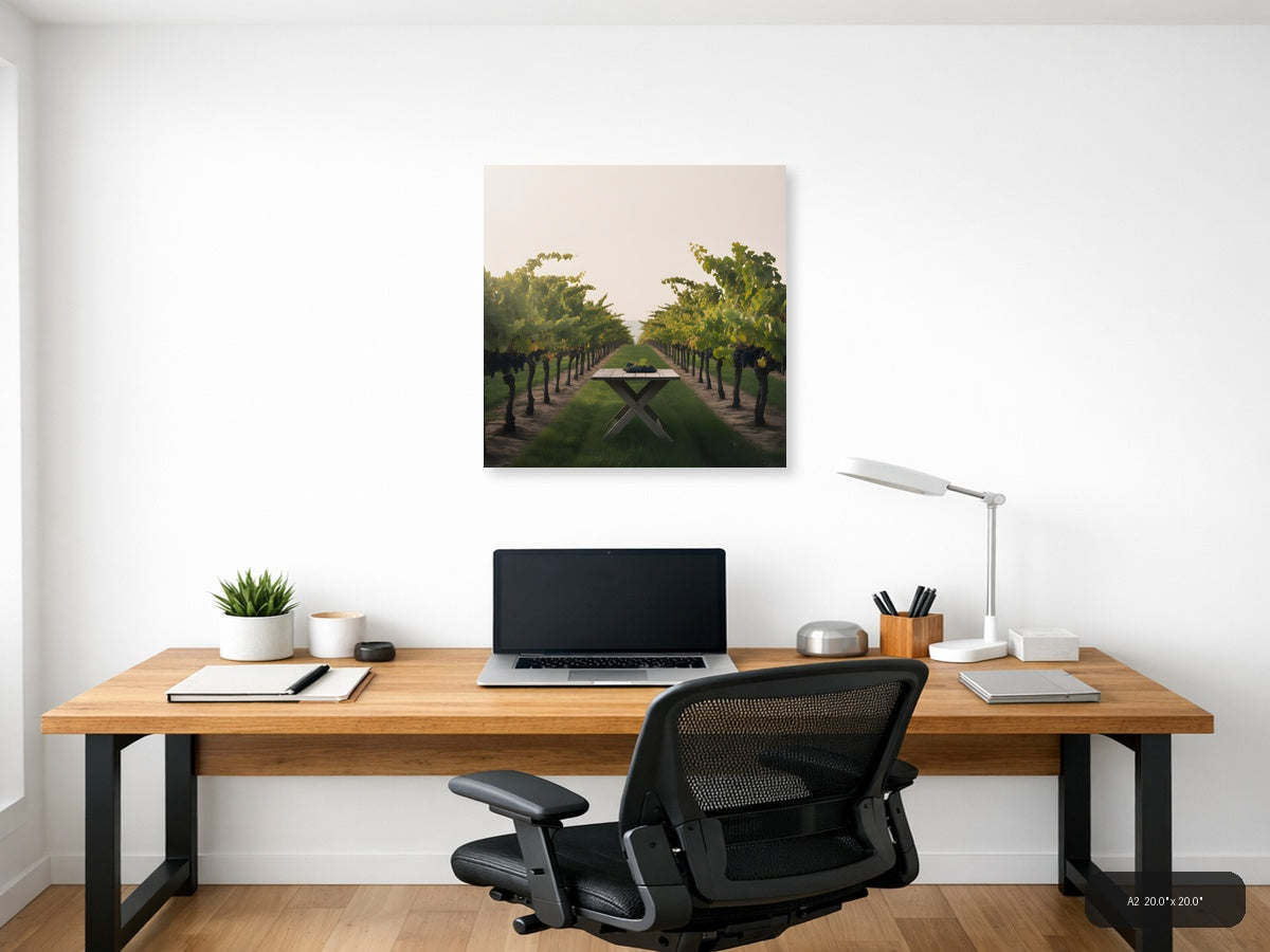 Vineyard Table Minimalist Landscape Wall Art — A2 / Office