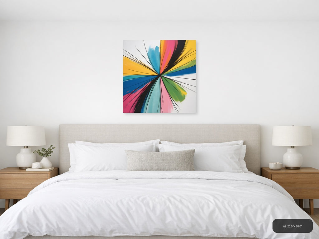 Colorful Radial Burst Abstract Canvas Wall Art — A2 / Bedroom