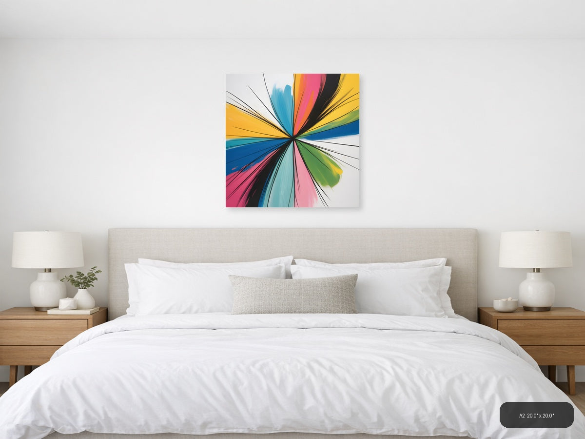 Colorful Radial Burst Abstract Canvas Wall Art — A2 / Bedroom