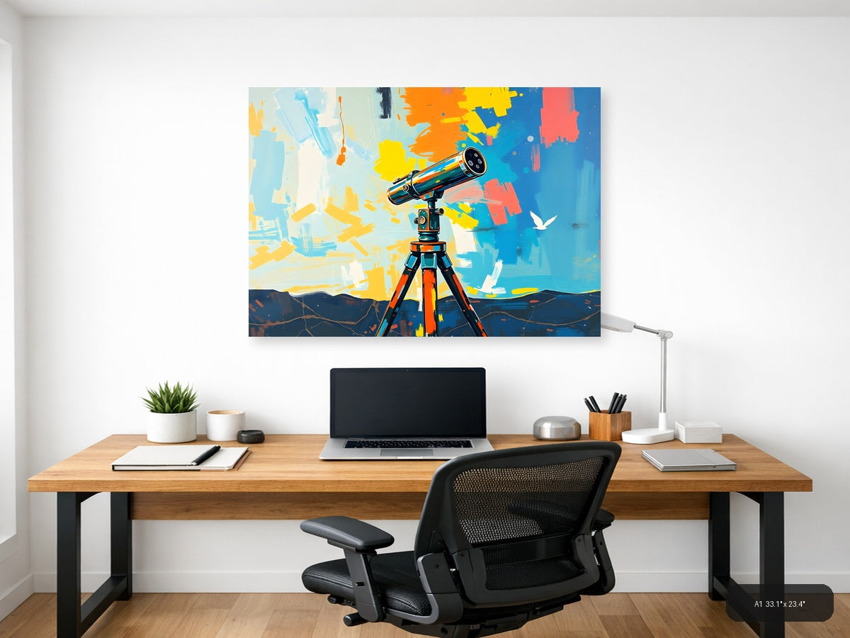Colorful Telescope Abstract Art Print Wall Art — A1 / Office