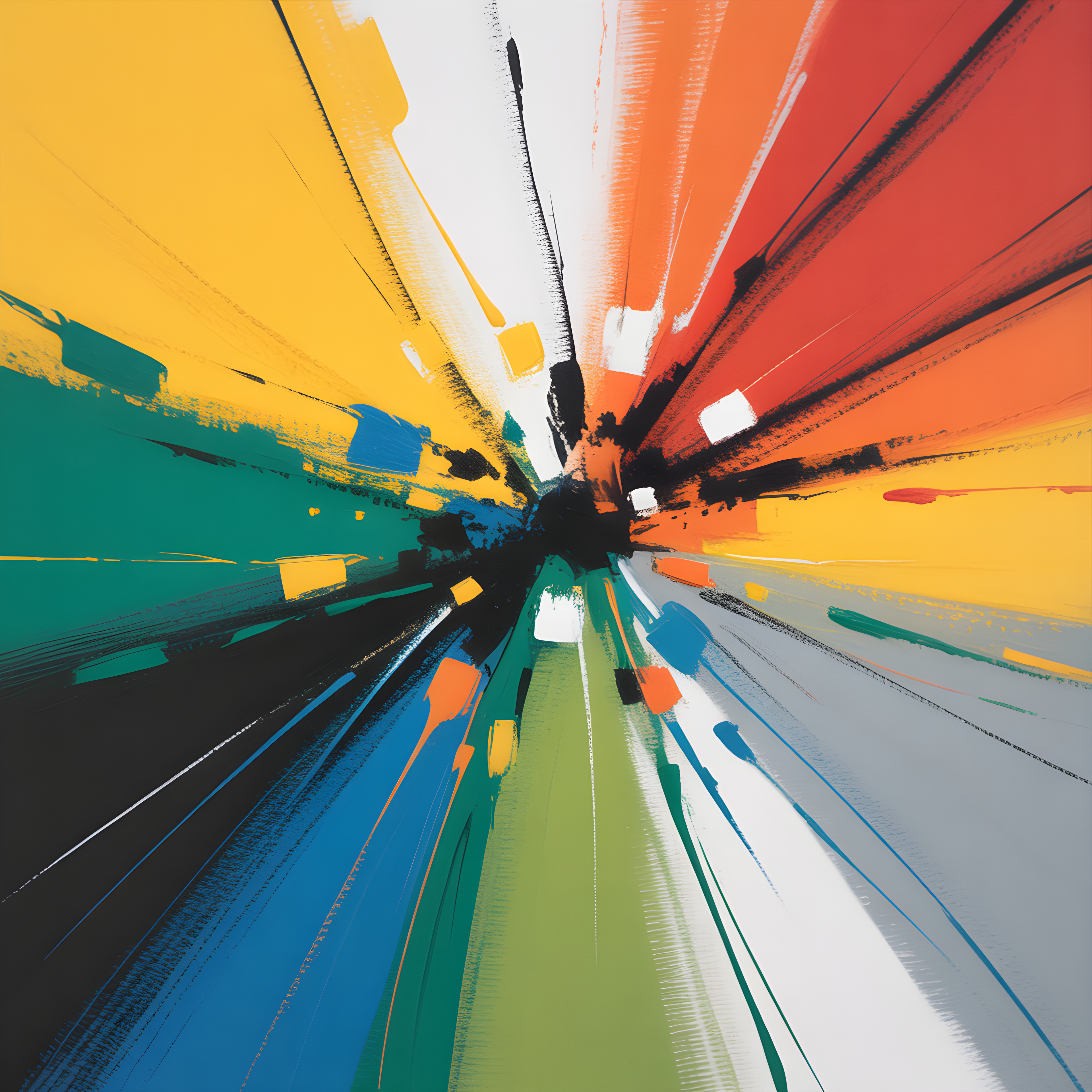 Colorful Abstract Starburst Explosion Square Wall Art