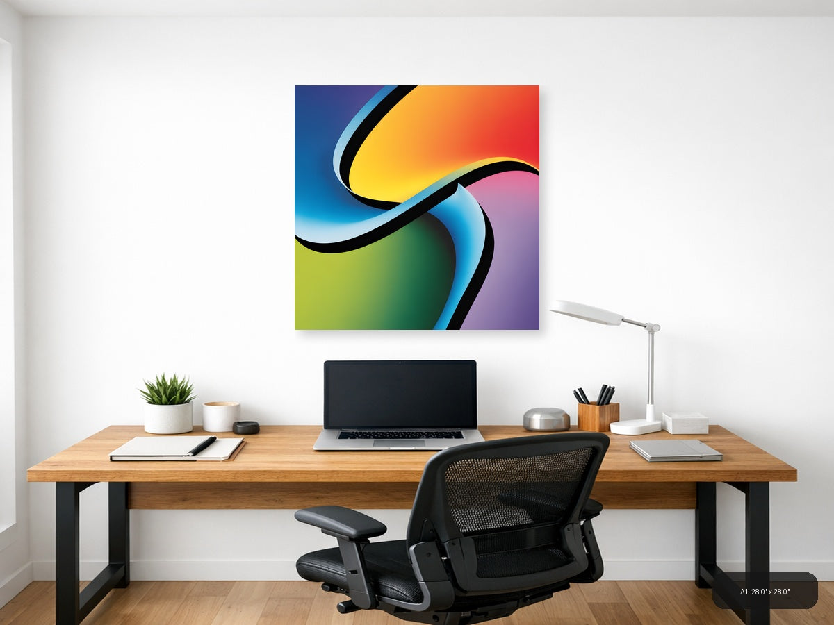 Colorful Abstract Wave Photography Wall Art — A1 / Office