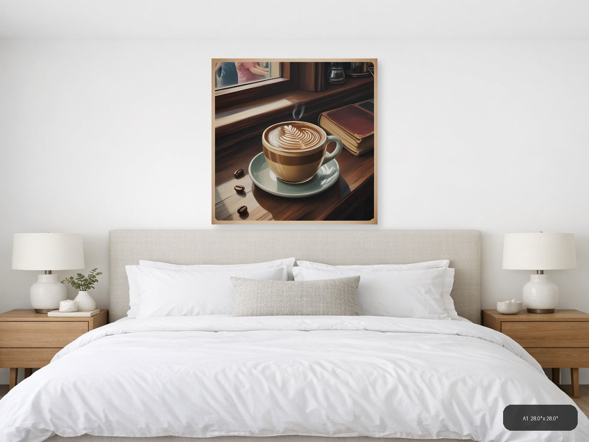 Vintage Coffee Latte Art Window Café Wall Art — A1 / Bedroom