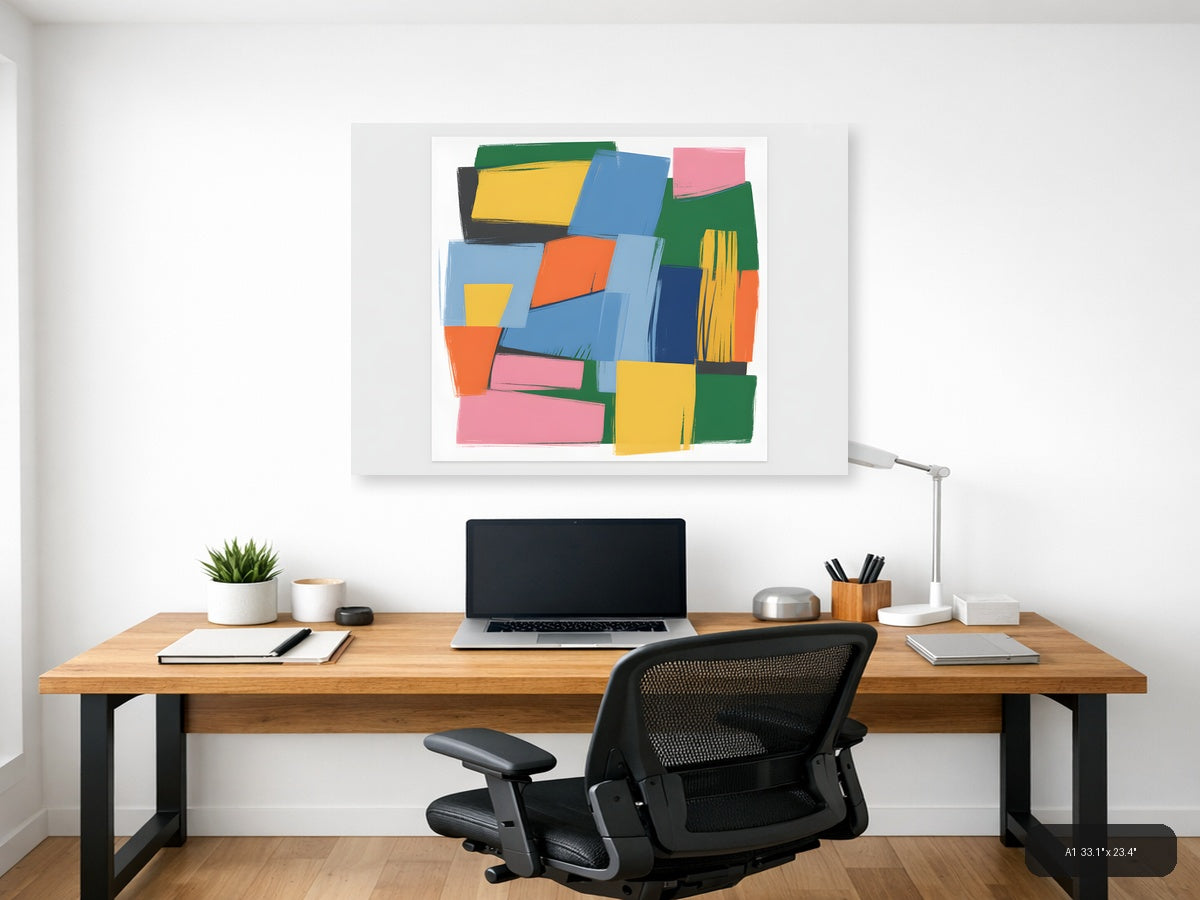 Colorful Abstract Geometric Shapes Canvas Wall Art — A1 / Office