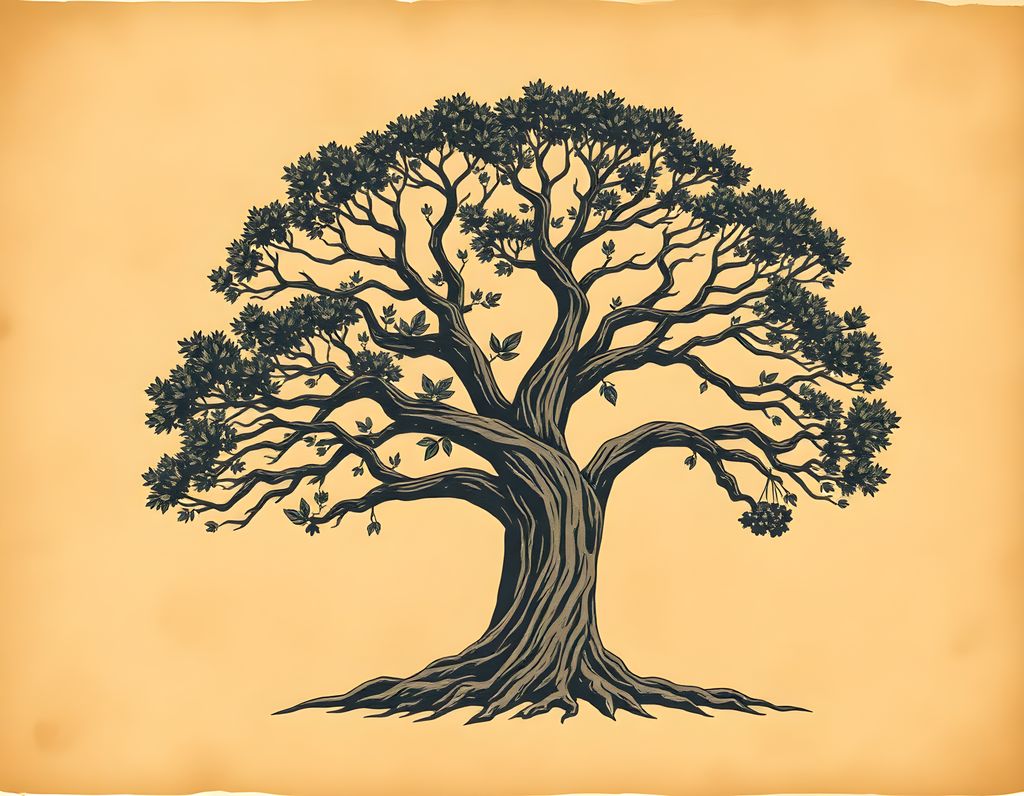 Vintage Majestic Tree Silhouette Landscape Wall Art