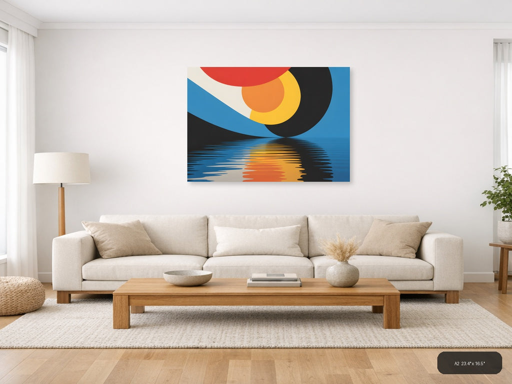 Abstract Sunset Reflection Modern Photography Wall Art — A2 / Living Room