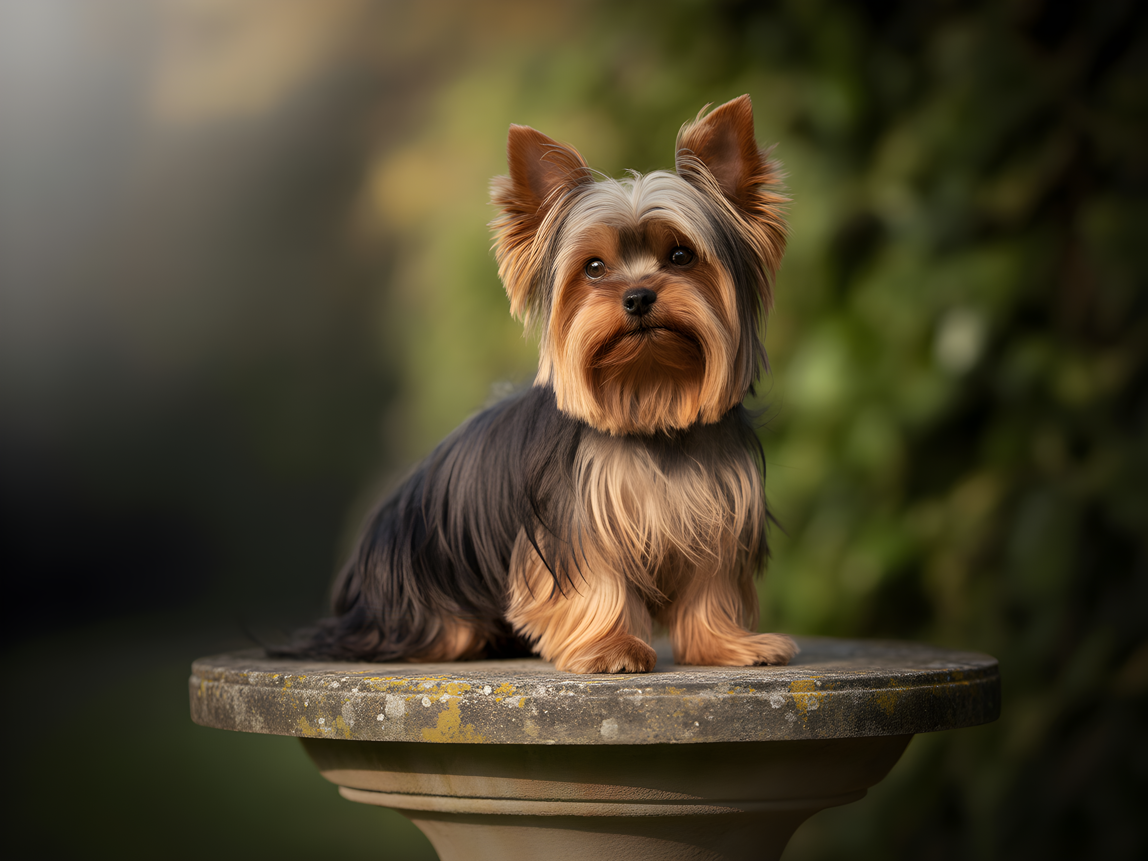 Shih Tzu Puppy on Stone Pedestal Photography Wall Art