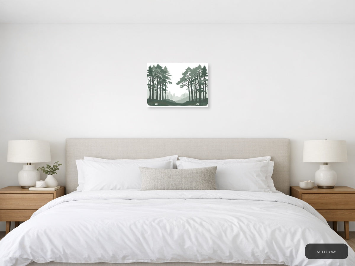 Minimalist Forest Path Landscape Wall Art — A4 / Bedroom