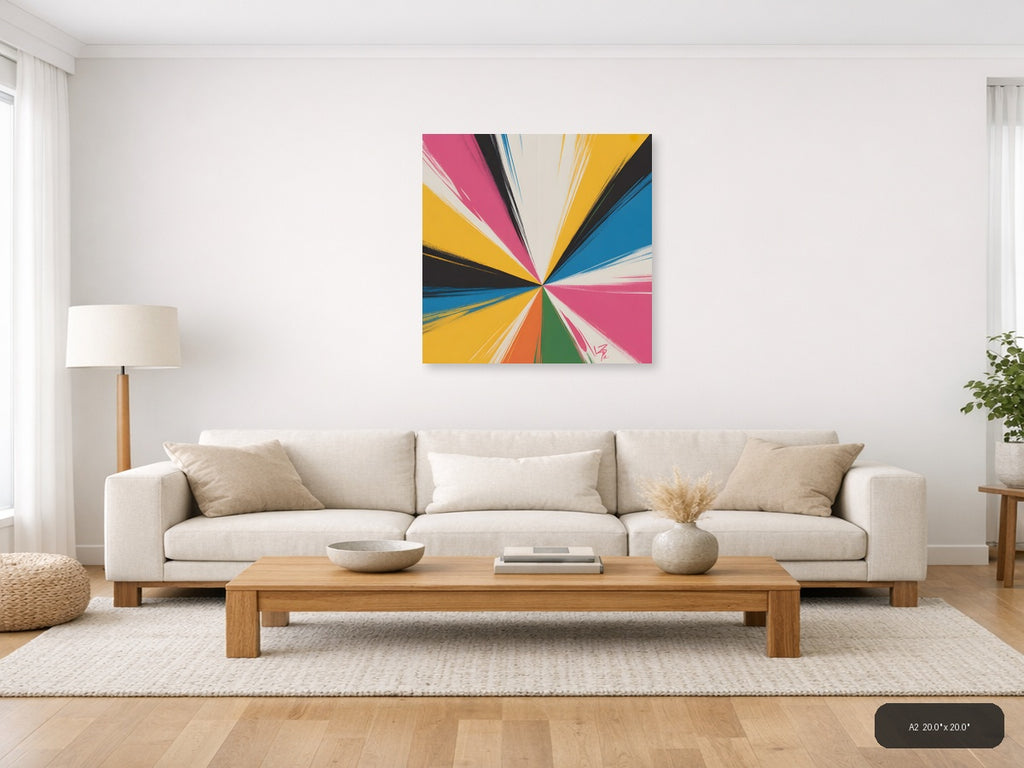 Vibrant Radial Burst Abstract Multicolor Wall Art — A2 / Living Room