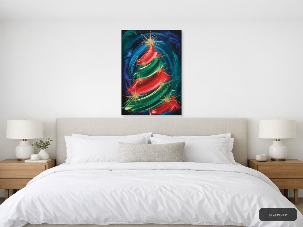 Abstract Christmas Tree Gold Sparkle Wall Art — A1 / Bedroom