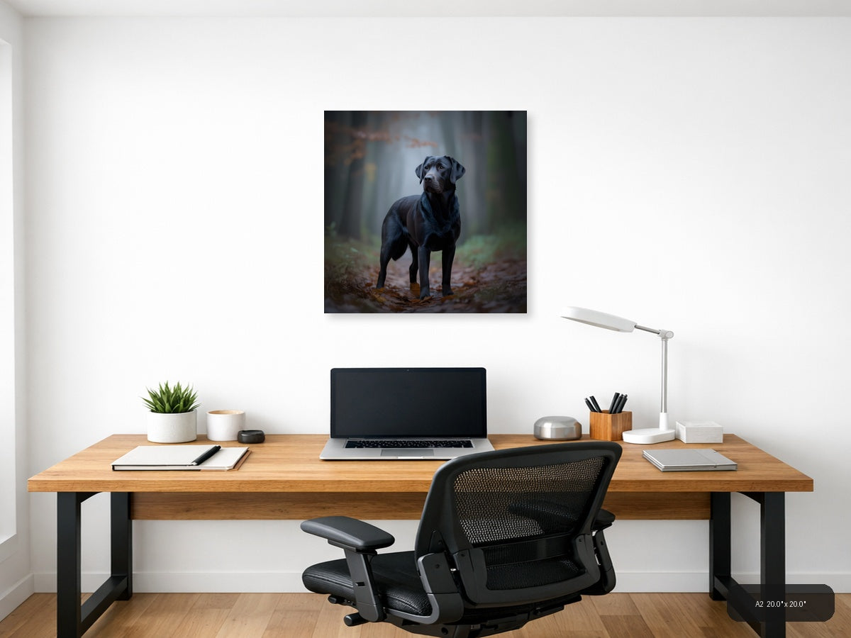 Black Labrador in Forest - Dog Photography Wall Art — A2 / Office