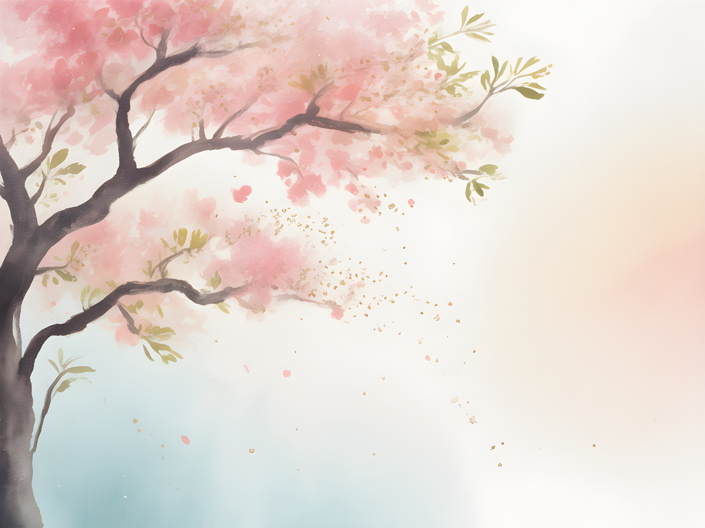 Cherry Blossom Tree Watercolor Landscape Wall Art