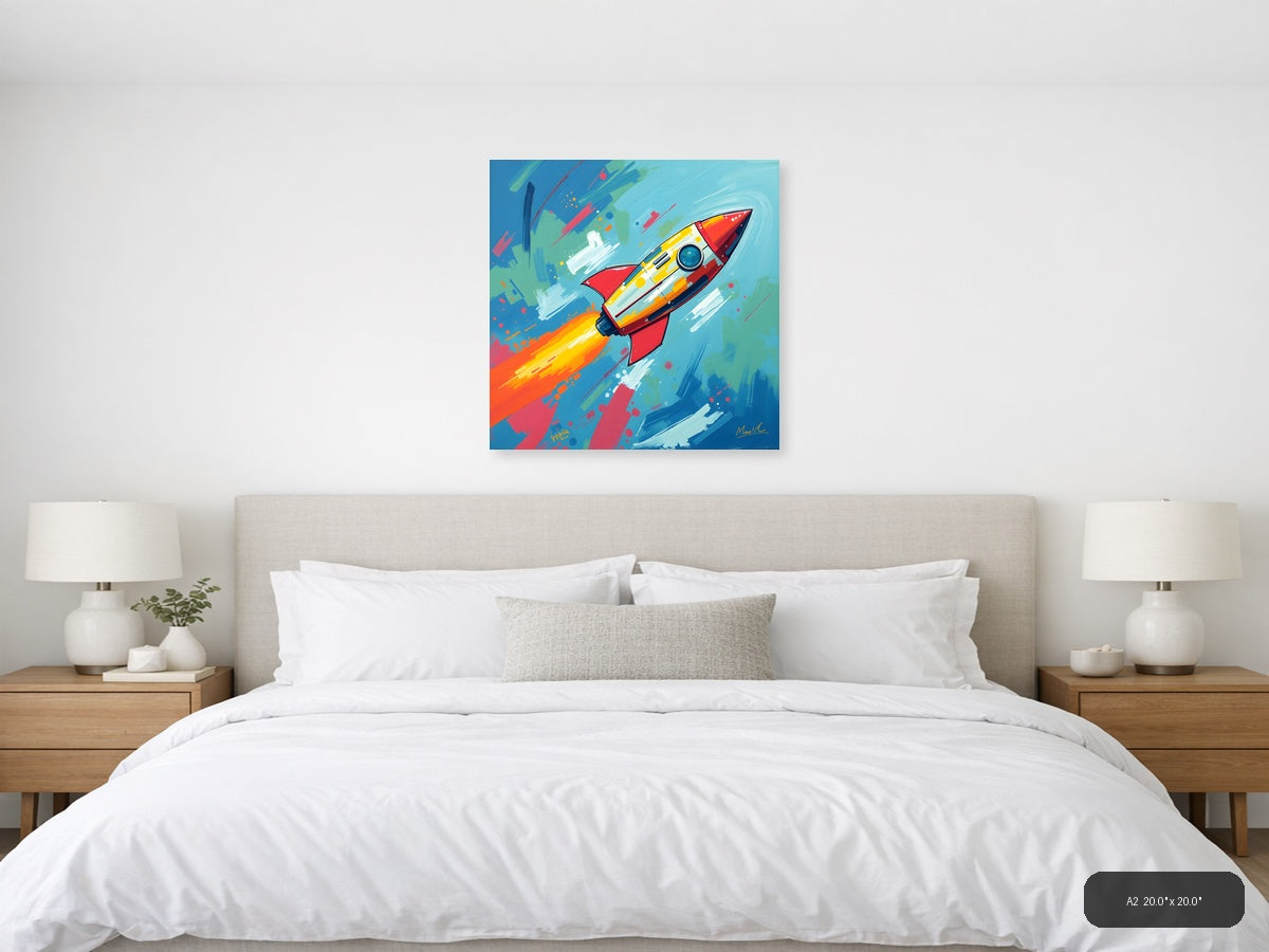 Colorful Rocket Launch Abstract Modern Wall Art — A2 / Bedroom