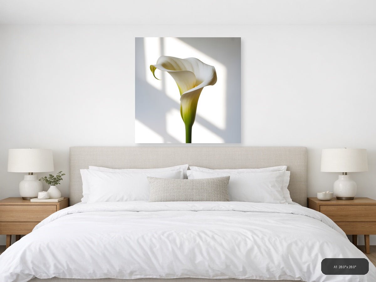 White Calla Lily Minimalist Flower Wall Art — A1 / Bedroom