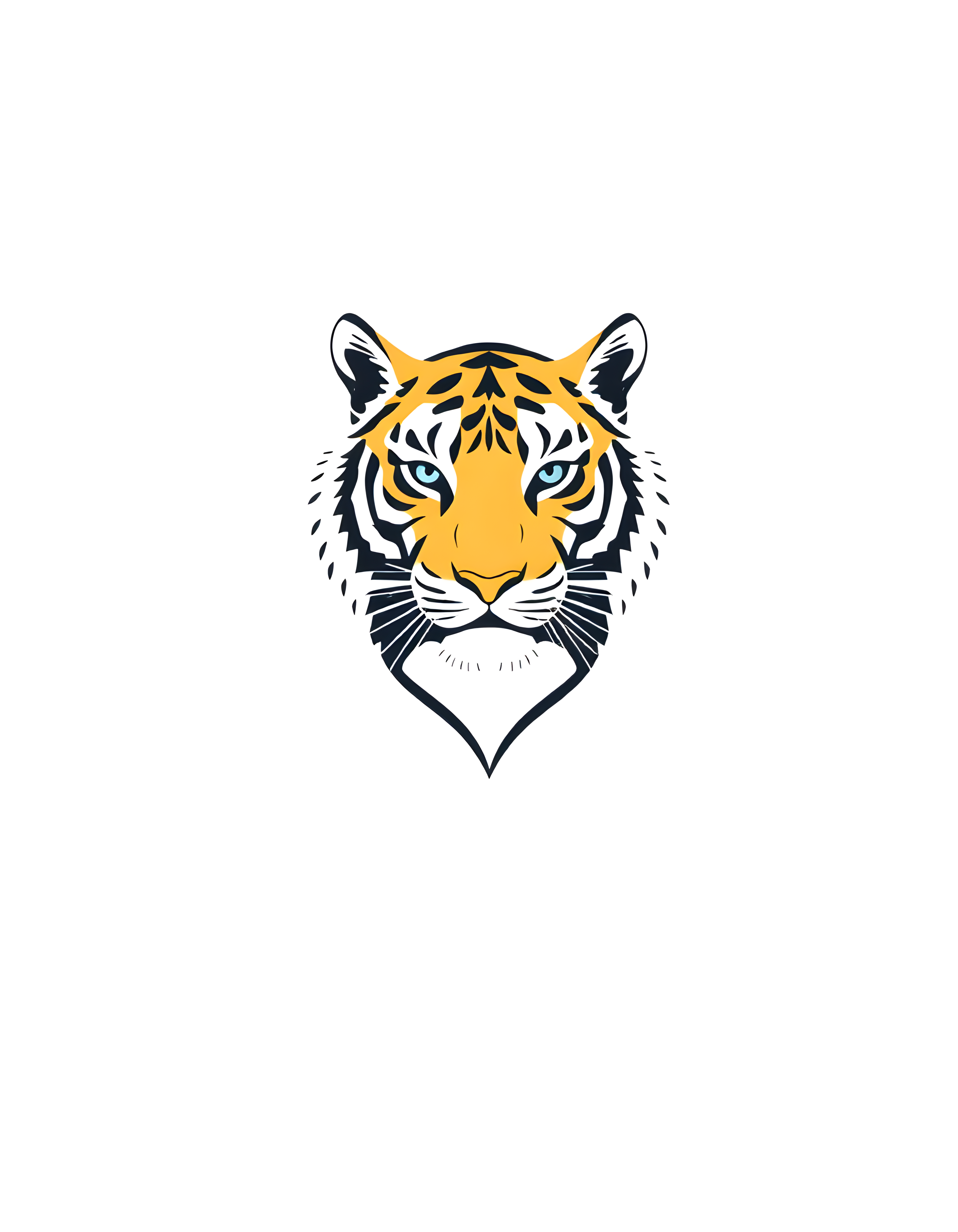 Minimalist Tiger Head Portrait Yellow & Black Wall Art