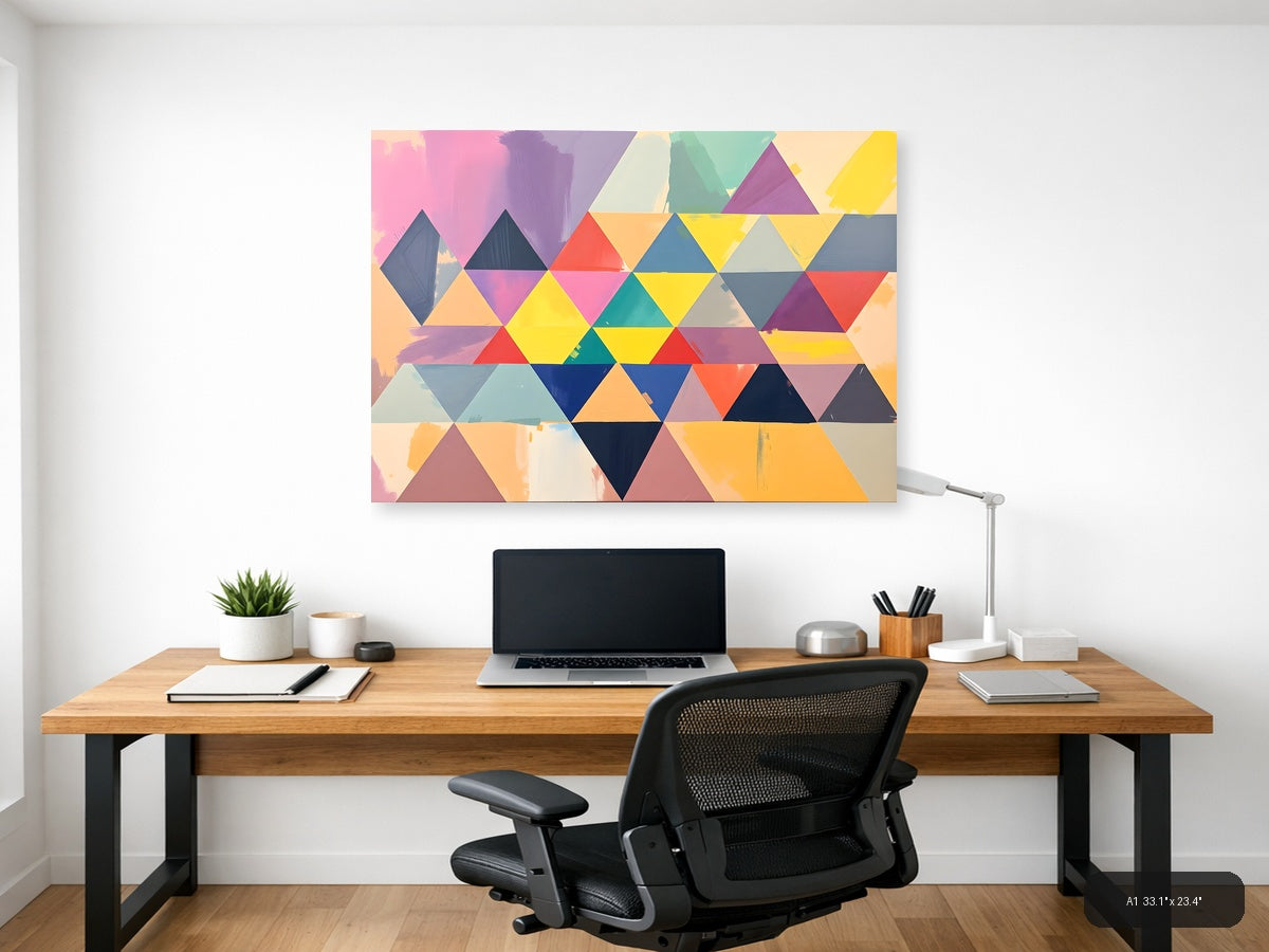 Colorful Abstract Geometric Triangle Pattern Wall Art — A1 / Office