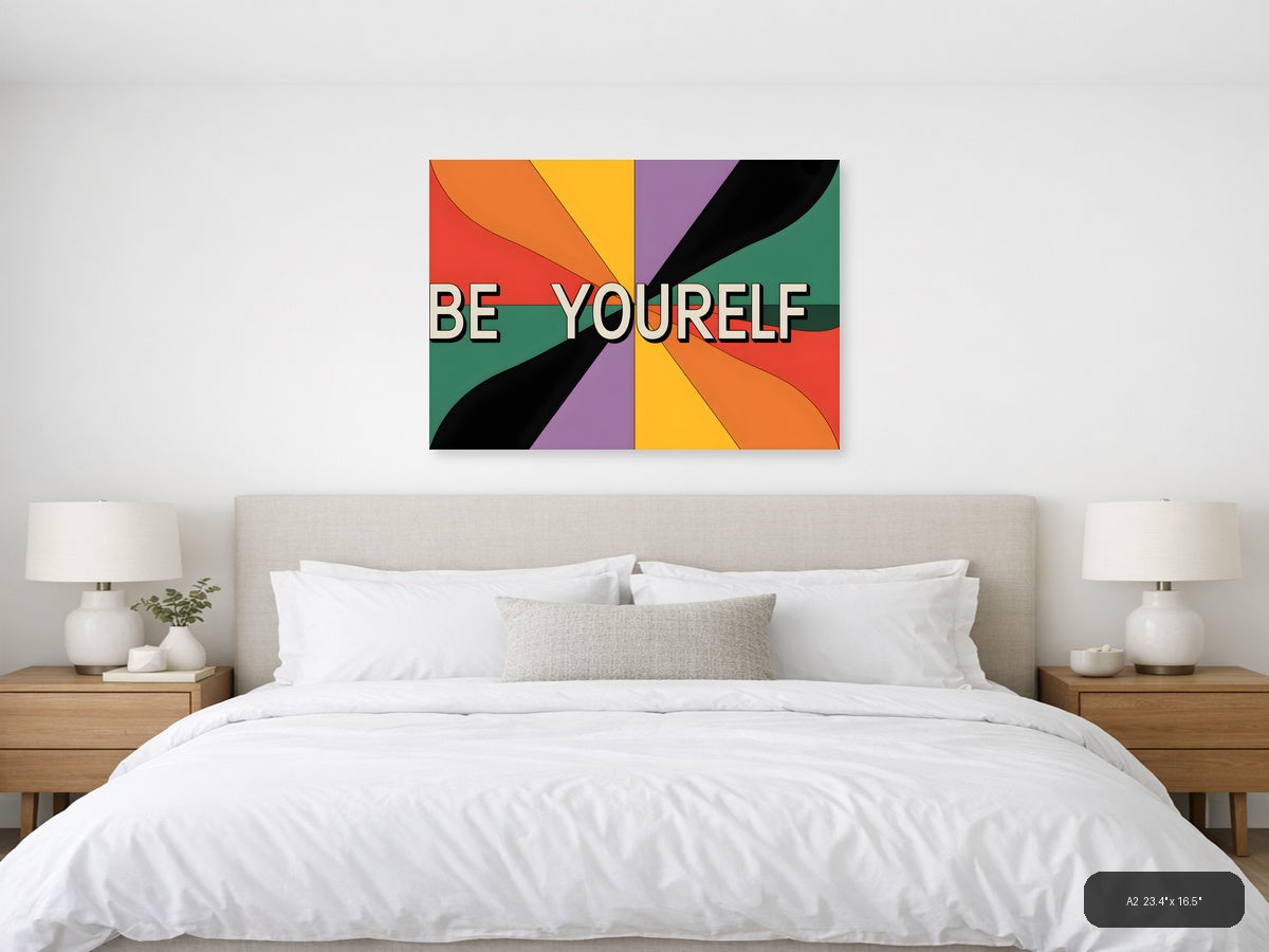 Be Yourself Retro Rainbow Burst Photography Wall Art — A2 / Bedroom