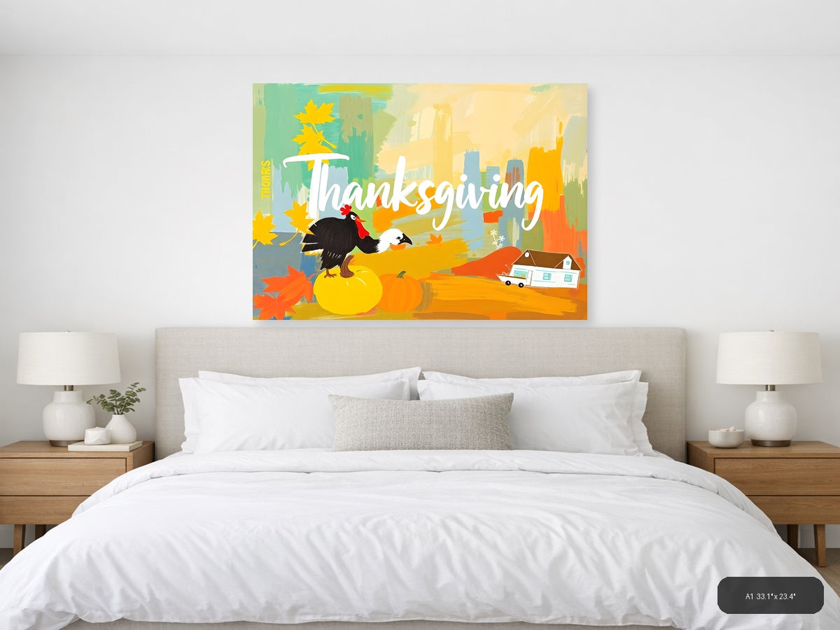 Thanksgiving Turkey Abstract Cityscape Wall Art — A1 / Bedroom