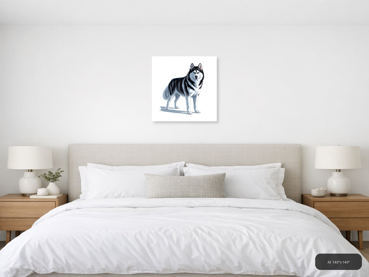 Husky Portrait with Blue Eyes - Minimalist Wall Art — A3 / Bedroom