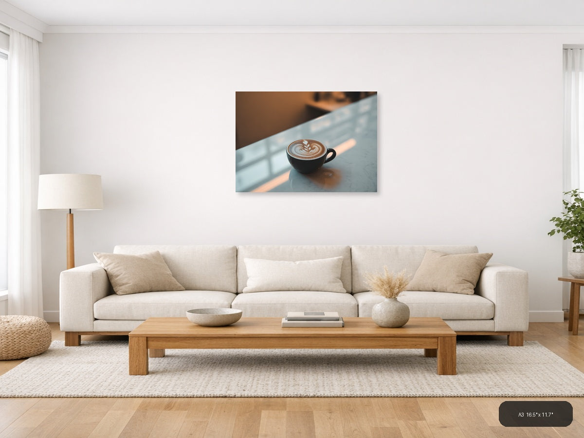 Minimalist Latte Art Coffee Cup Wall Art — A3 / Living Room