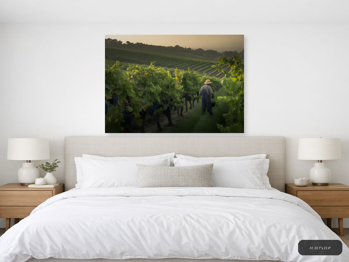 Vineyard Worker at Sunset - Photography Wall Art — A1 / Bedroom