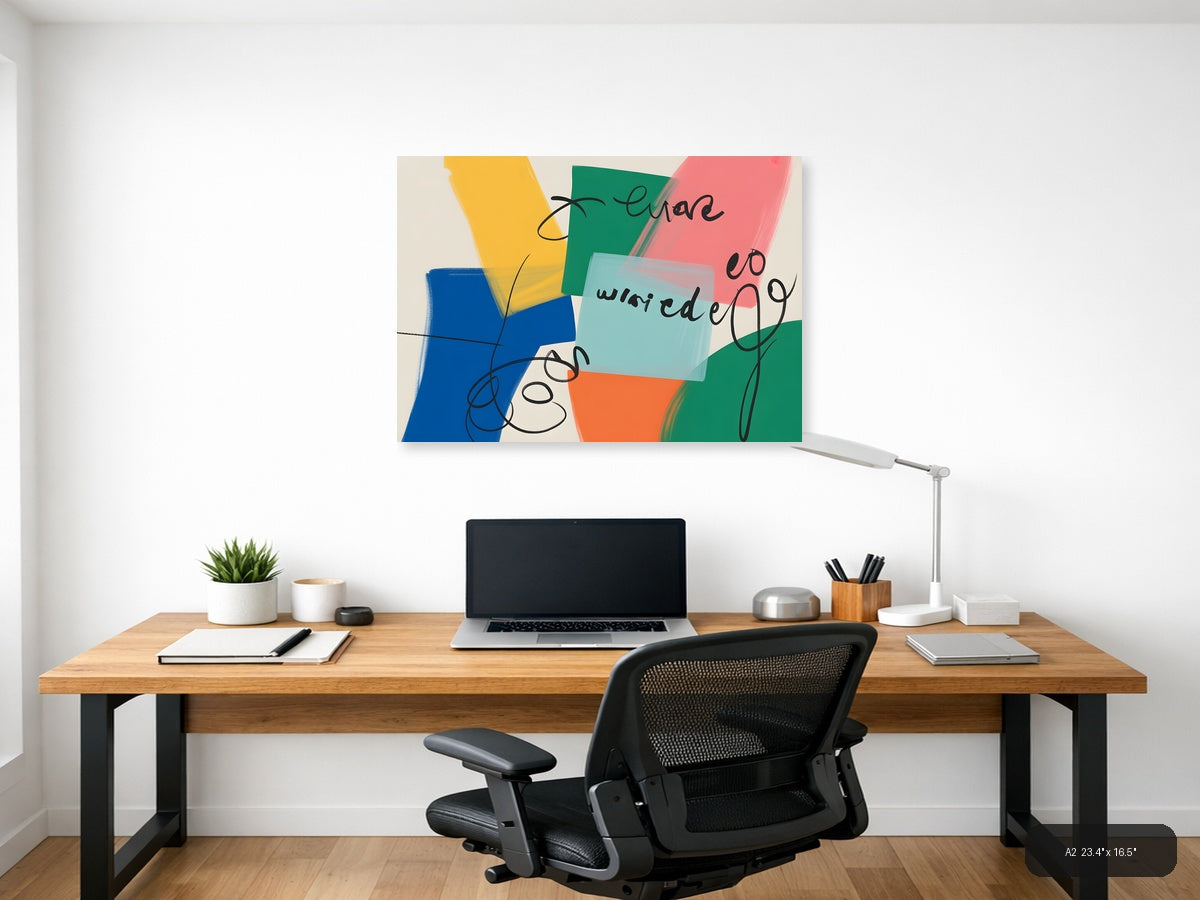 Abstract Colorful Shapes Modern Wall Art Print — A2 / Office
