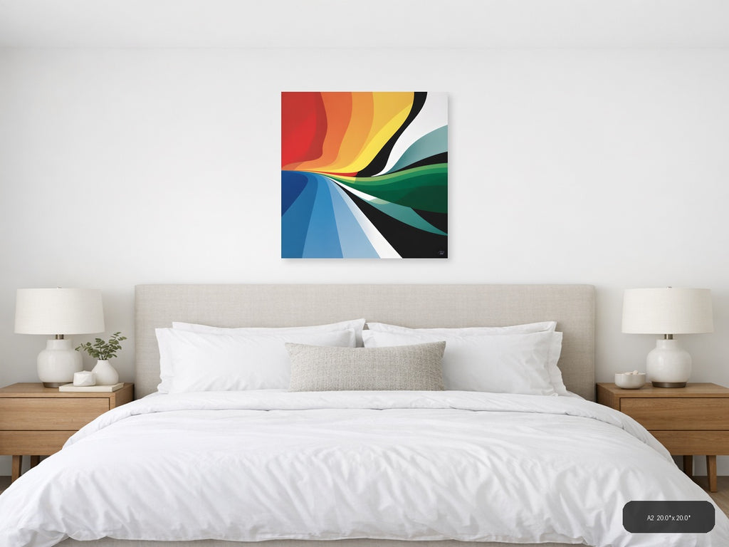 Colorful Abstract Wave Flow Modern Photography Wall Art — A2 / Bedroom