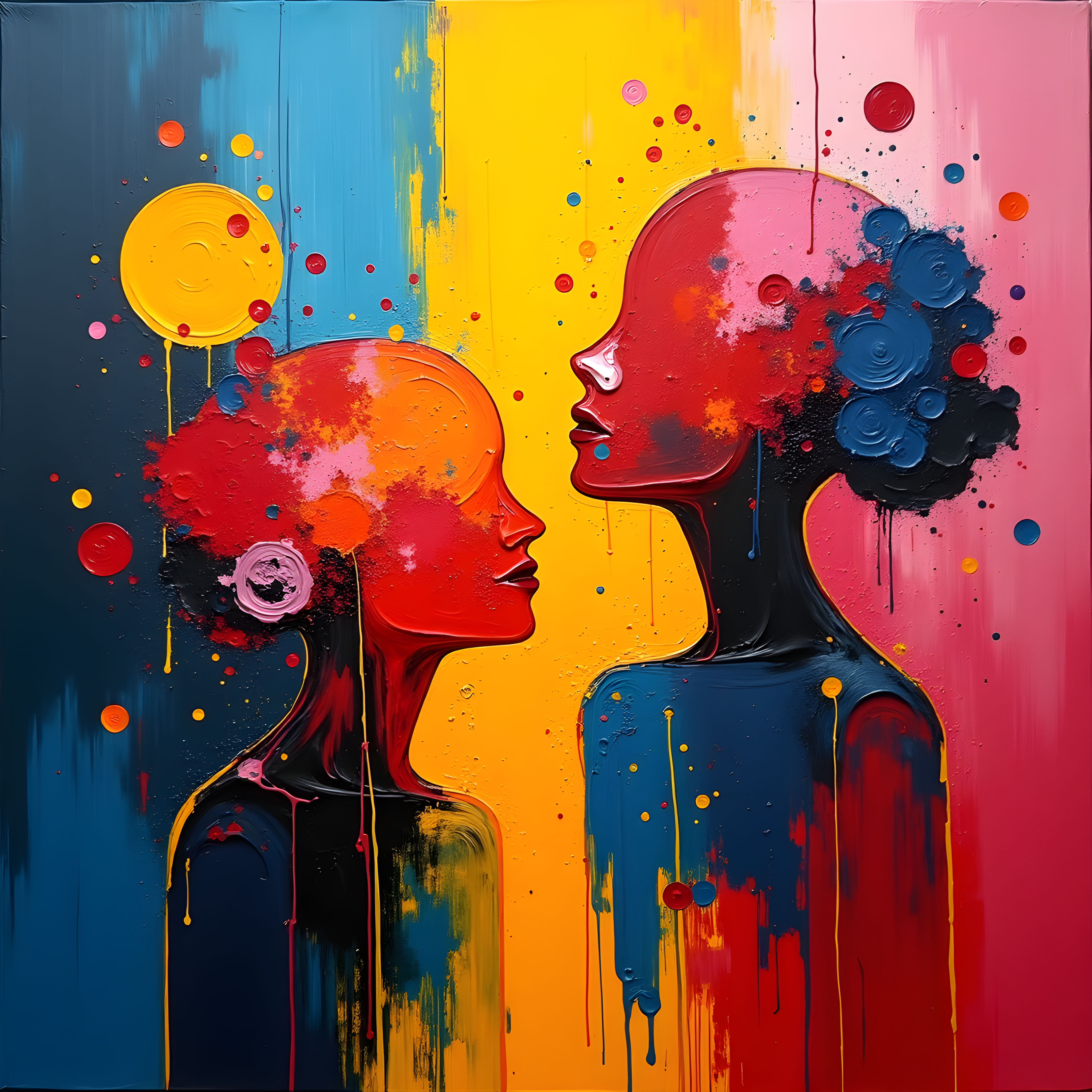 Colorful Abstract Silhouettes Communication Wall Art