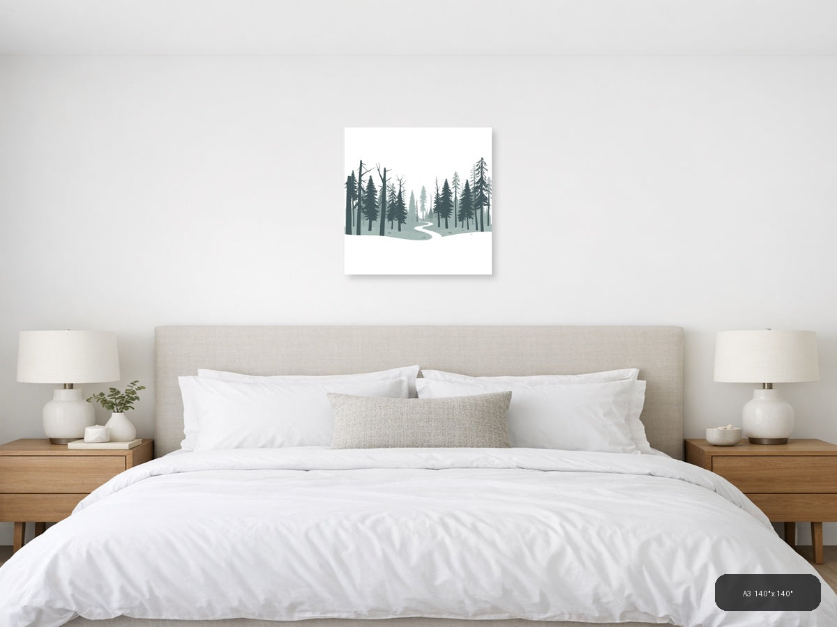 Minimalist Forest Path Canvas Wall Art — A3 / Bedroom