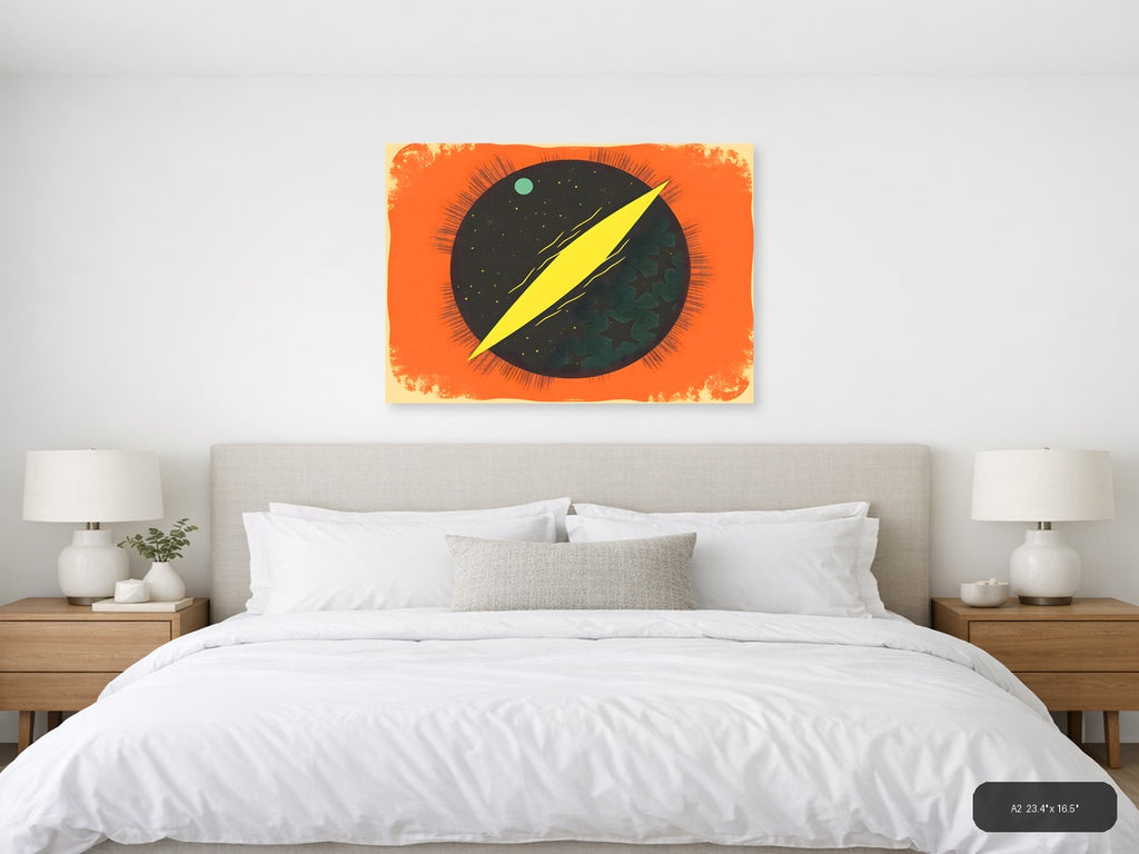 Vintage Cosmic Eye Lightning Bolt Wall Art — A2 / Bedroom
