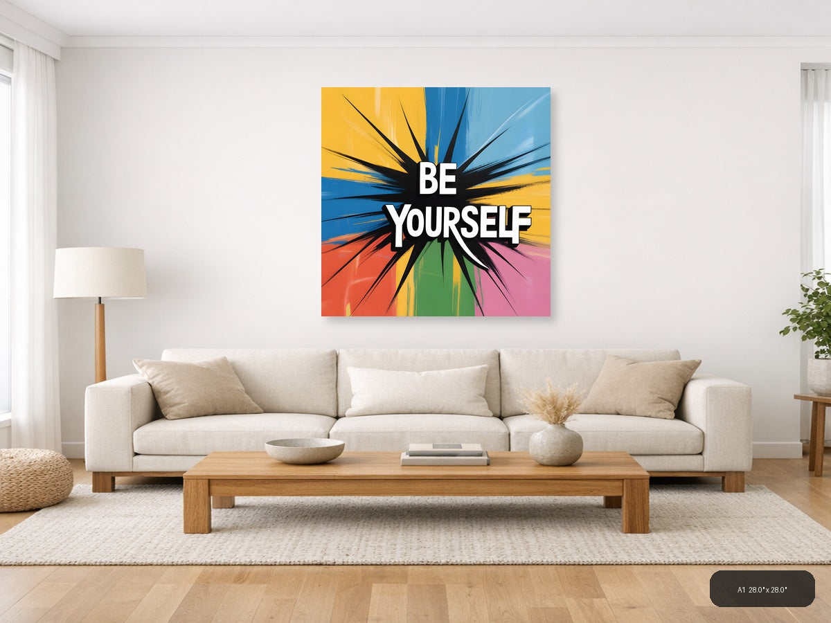 Colorful Abstract Sunburst Rainbow Wall Art — A1 / Living Room