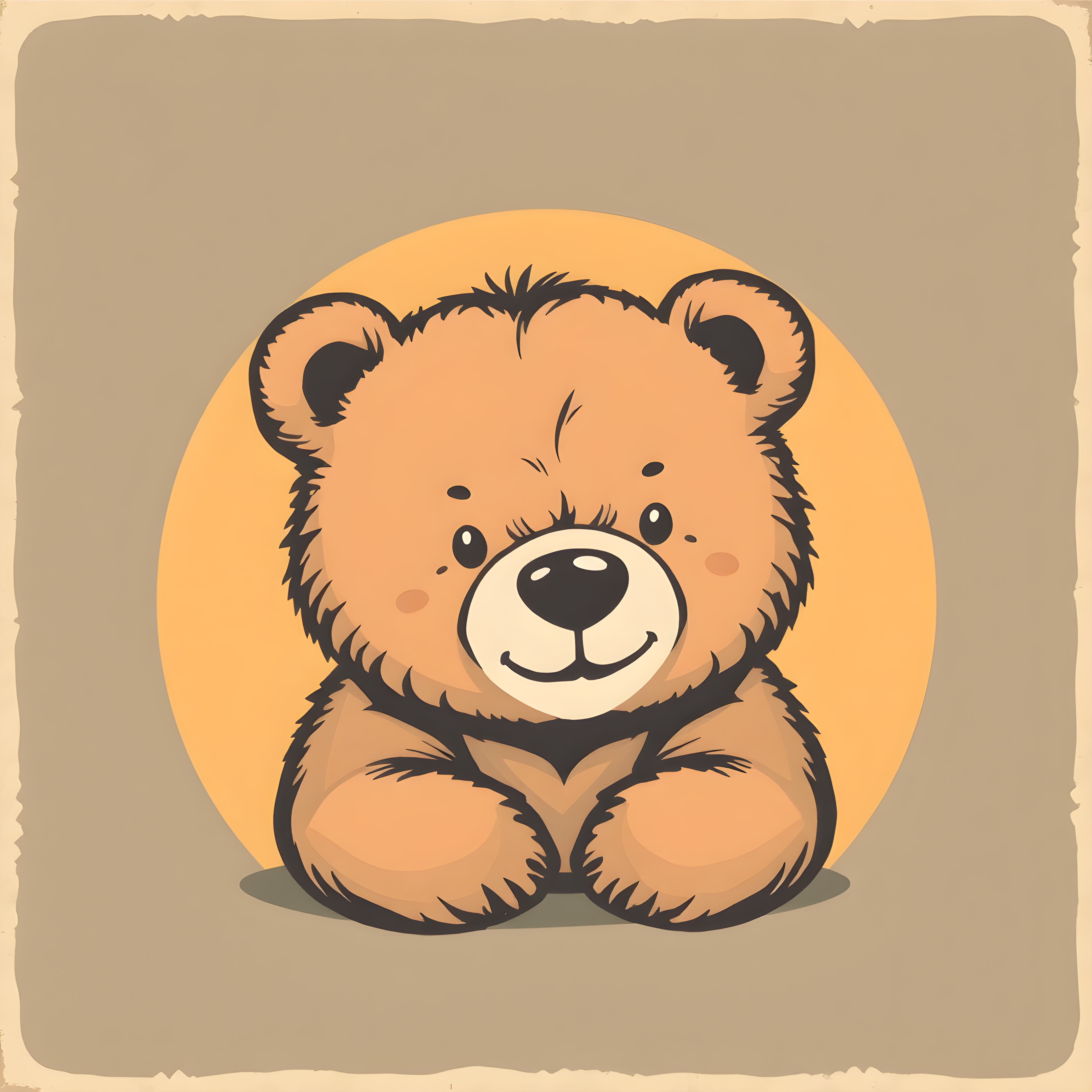 Cute Teddy Bear Vintage Style Square Wall Art