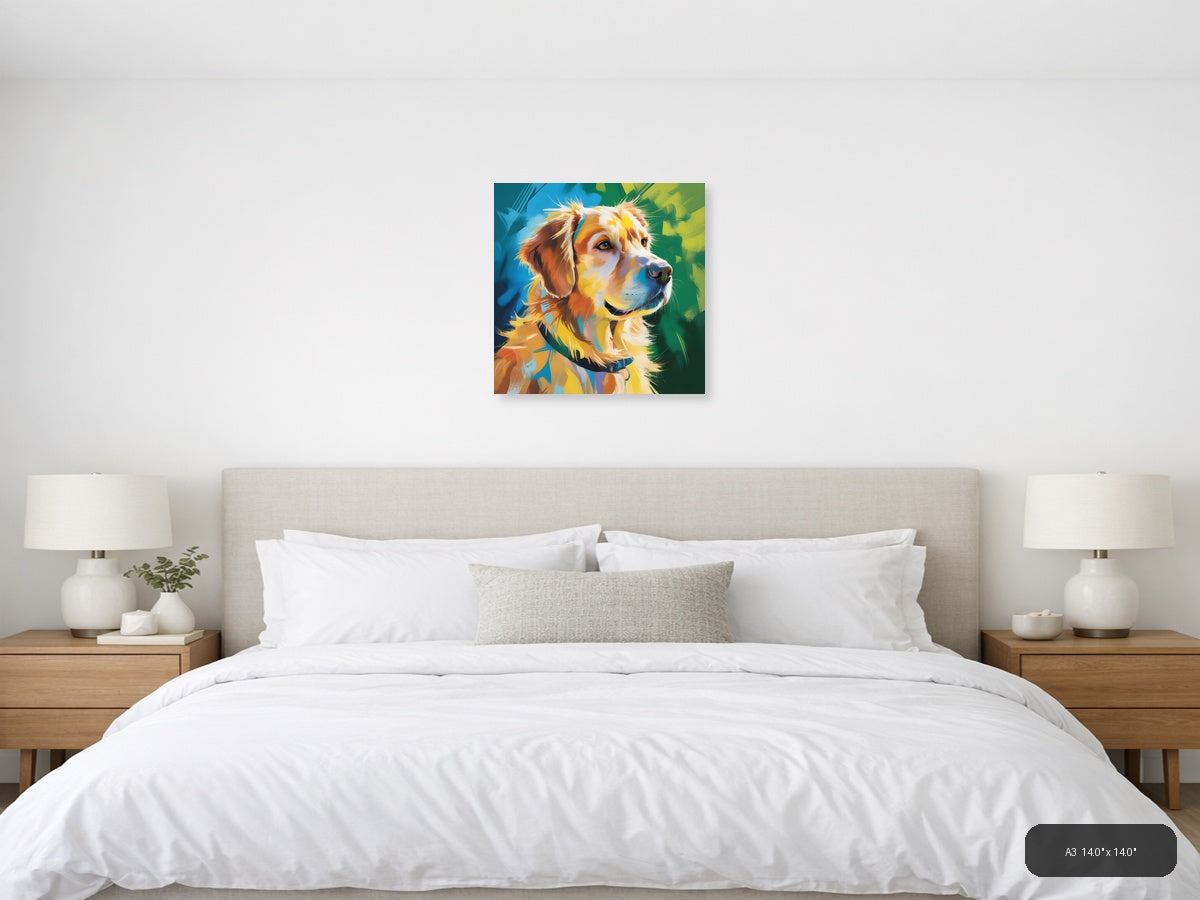 Colorful Abstract Dog Portrait Modern Wall Art — A3 / Bedroom