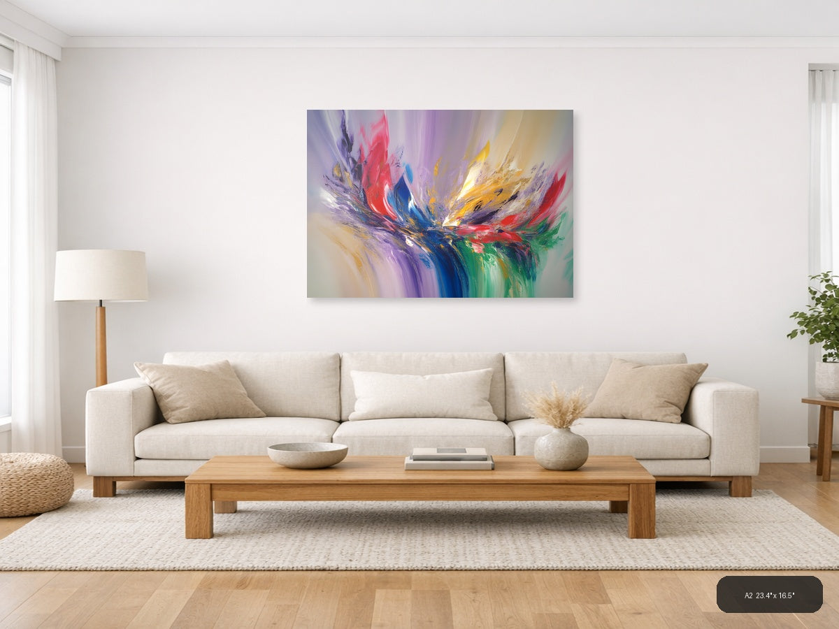 Colorful Abstract Explosion - Modern Purple Blue Red Wall Art — A2 / Living Room