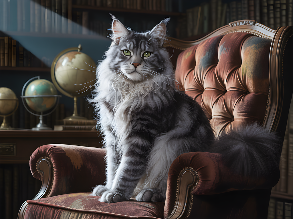 Majestic Gray Tabby Cat Portrait Photography Wall Art