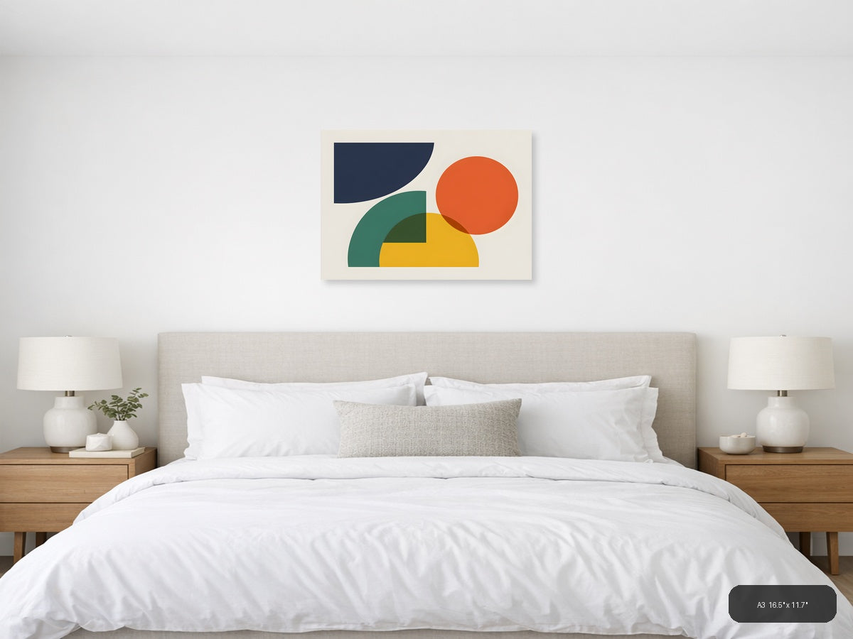 Minimalist Geometric Shapes Abstract Wall Art — A3 / Bedroom