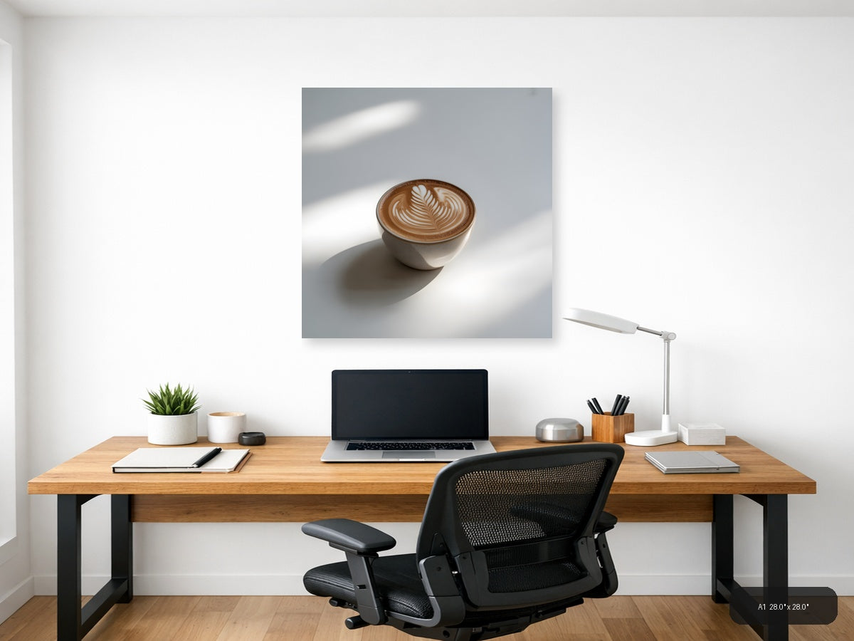 Minimalist Latte Art Coffee Cup Wall Art — A1 / Office