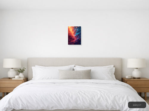 Abstract Glowing Energy Wave Red Blue Wall Art — A4 / Bedroom