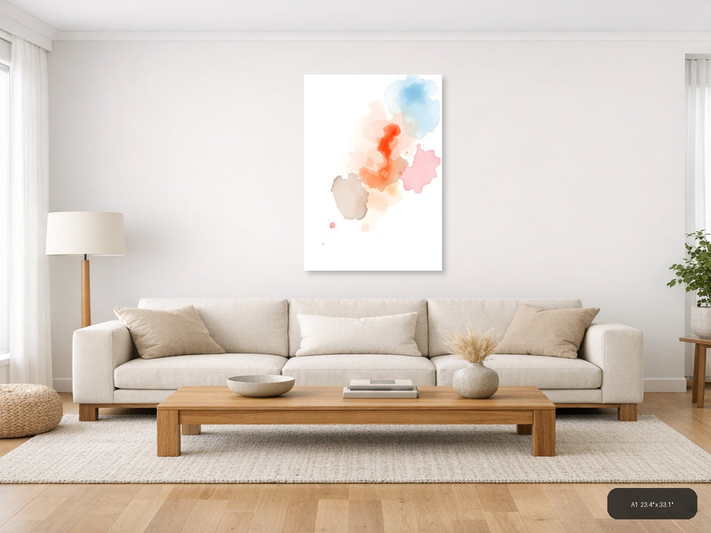 Abstract Watercolor Map Landscape Wall Art — A1 / Living Room