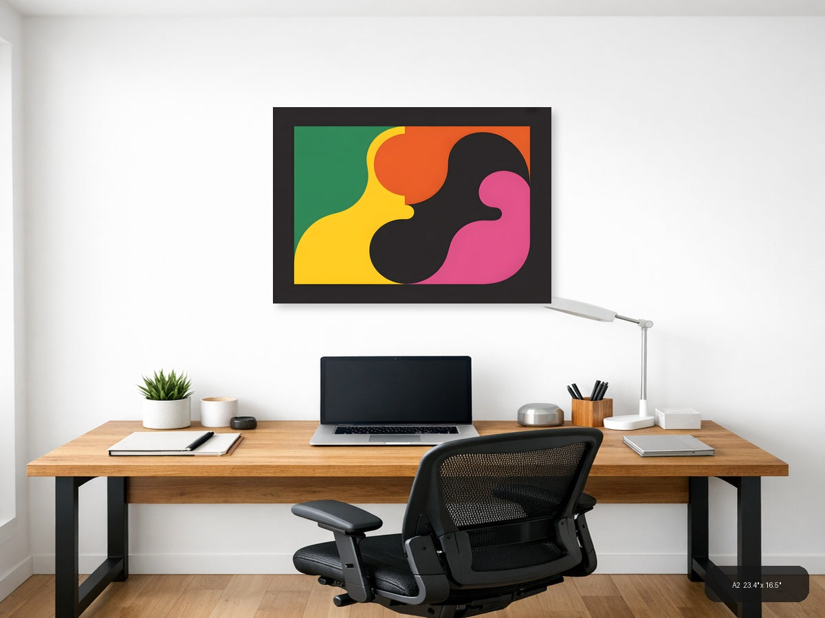 Abstract Geometric Faces Colorful Modern Wall Art — A2 / Office