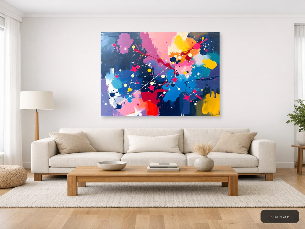 Colorful Abstract Network Constellation Wall Art — A1 / Living Room