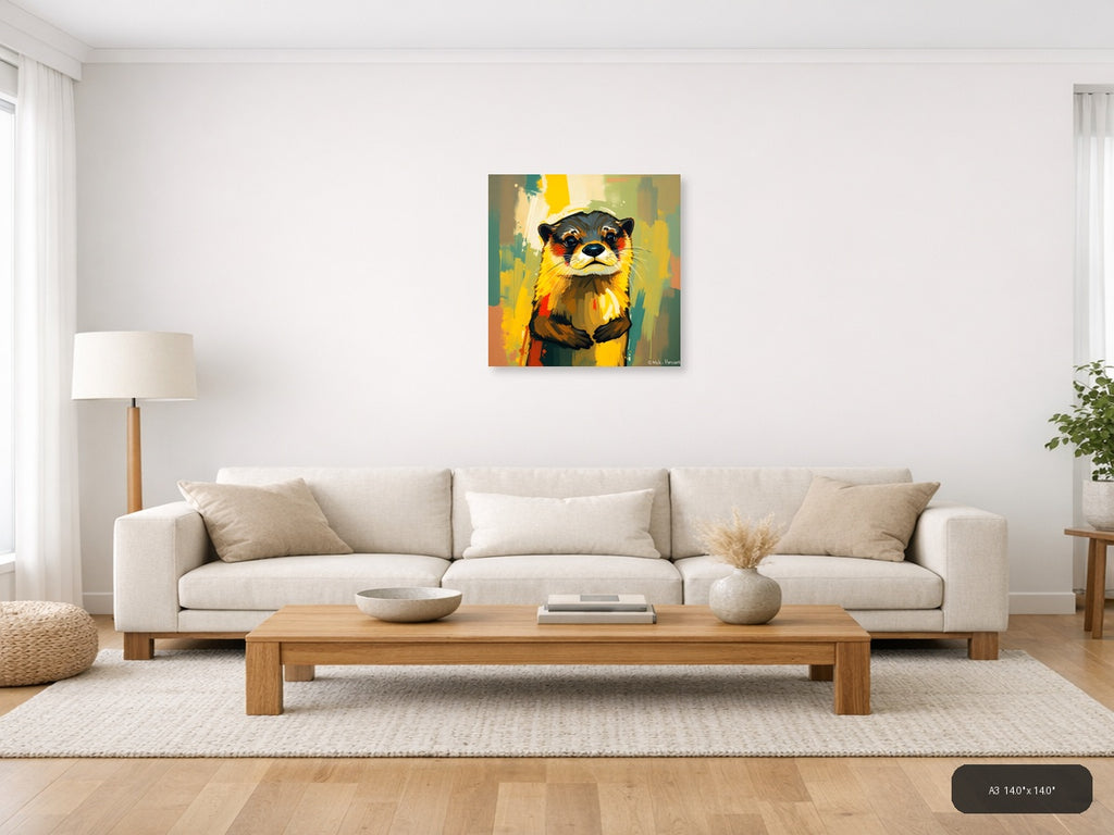 Colorful Otter Abstract Portrait Wall Art — A3 / Living Room