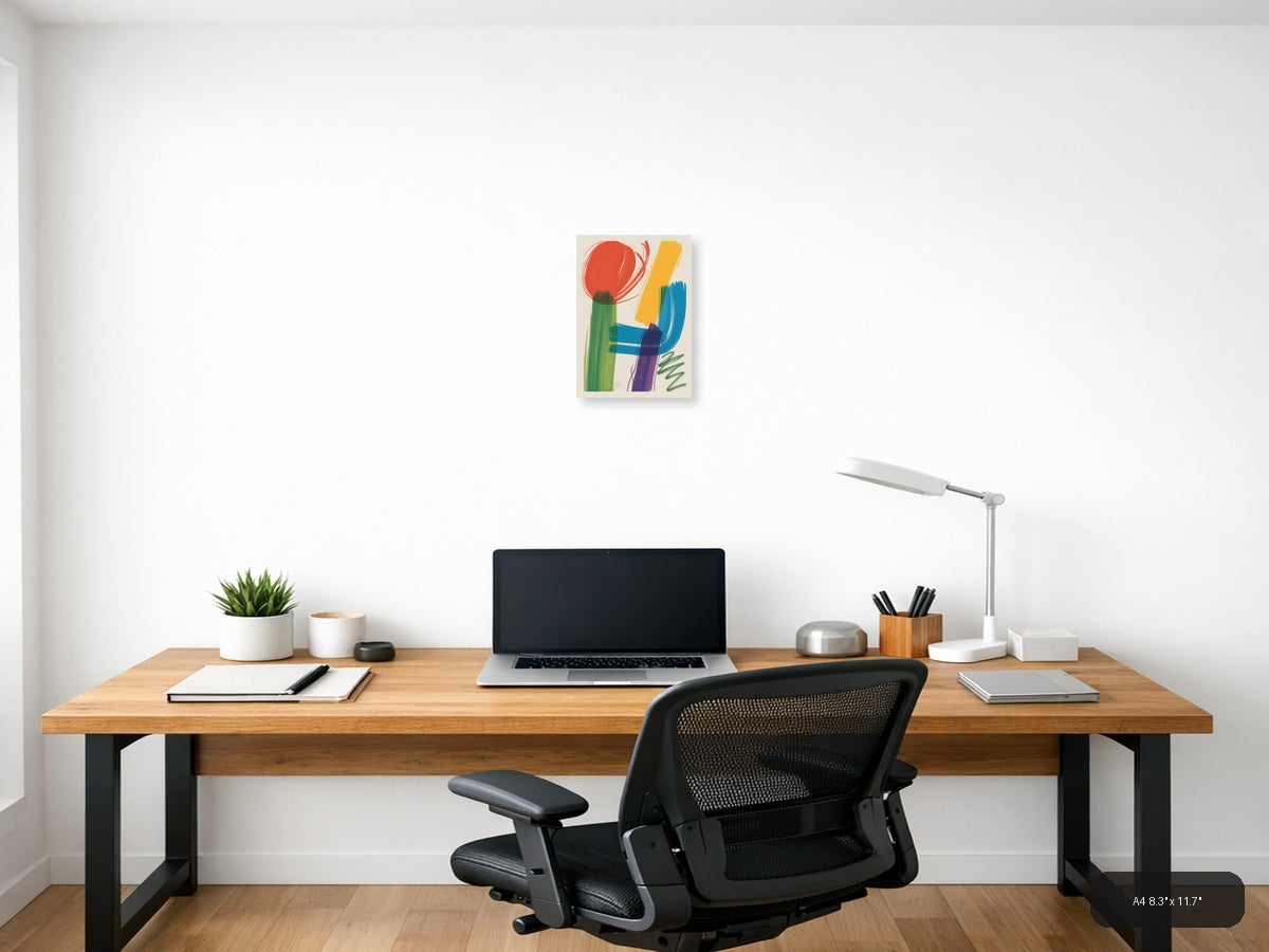 Colorful Abstract Botanical Portrait Wall Art — A4 / Office