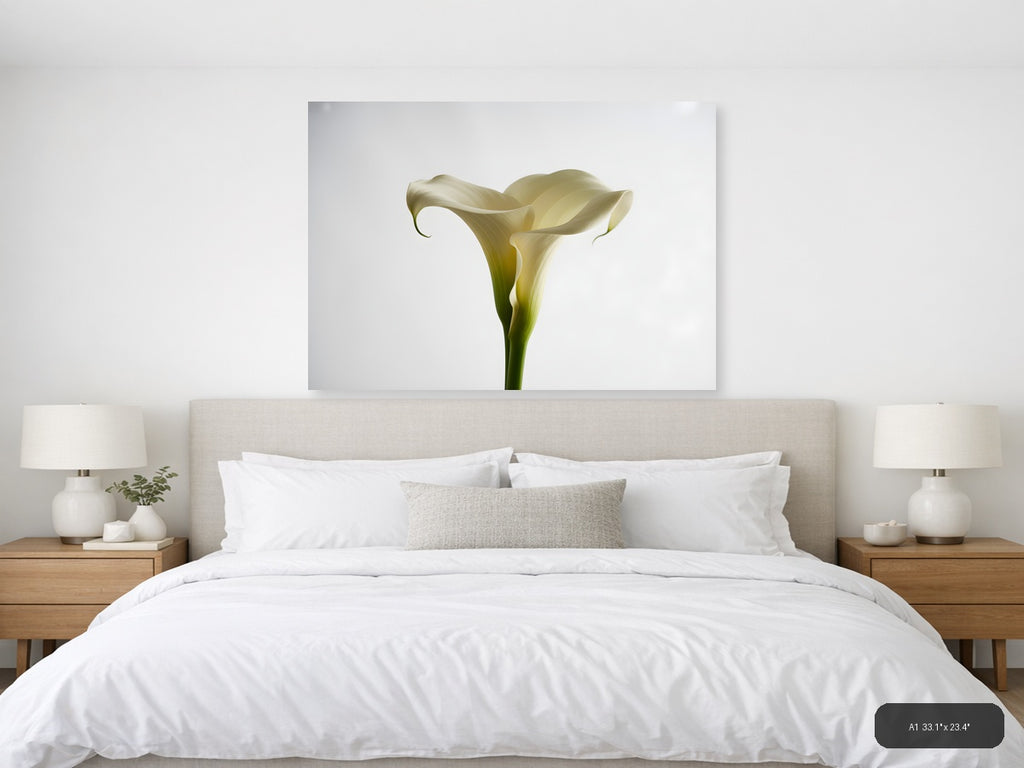 White Calla Lily Minimalist Botanical Wall Art — A1 / Bedroom